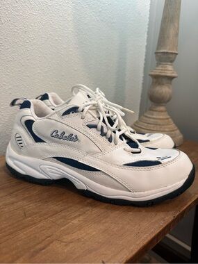 Cabela’s White & Navy Leather Walking Shoes Sneakers Men’s Size 10.5 Outdoor